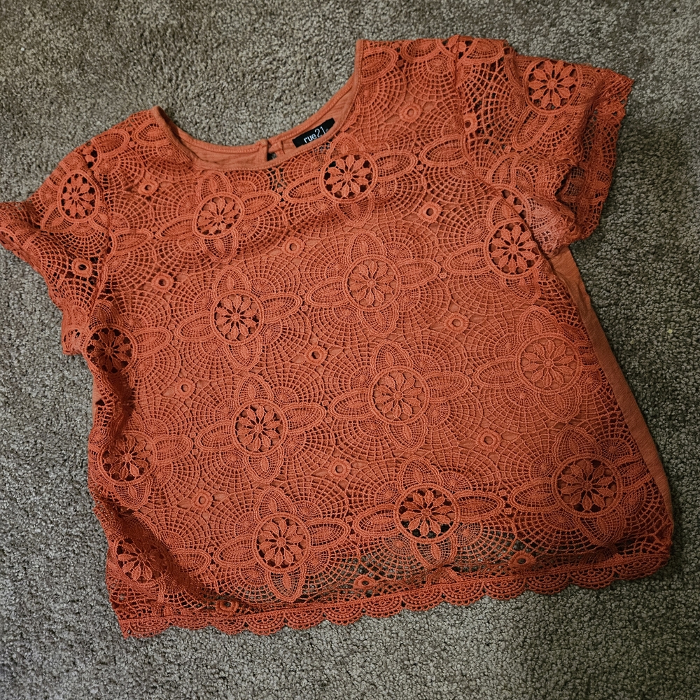 City Chic Orange Boxy Embellished Blouse